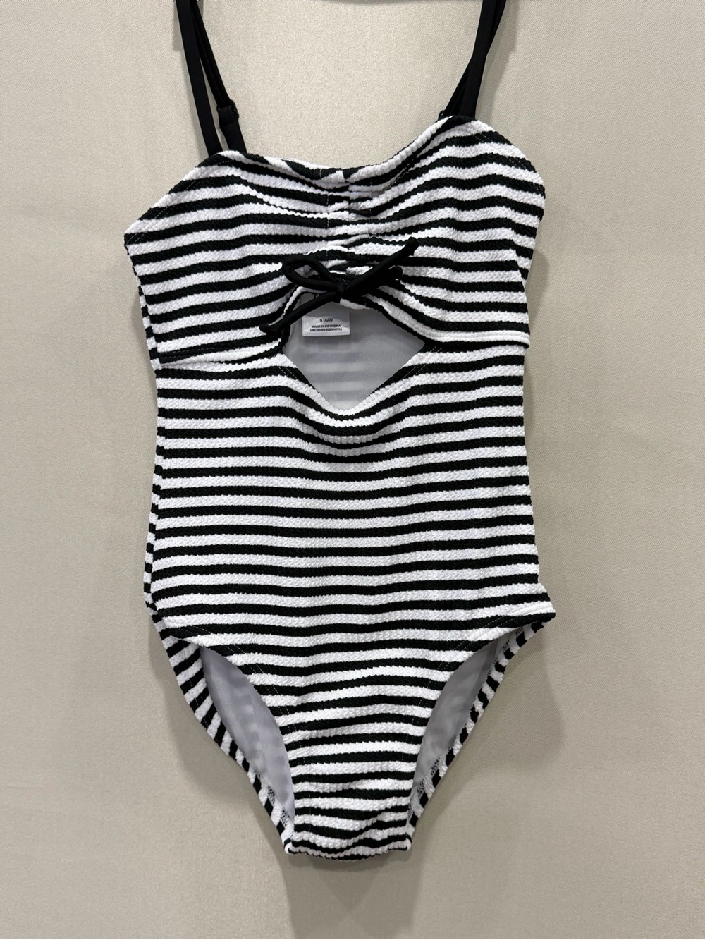 art class Black and White Striped One-Piece with Front Cutout
